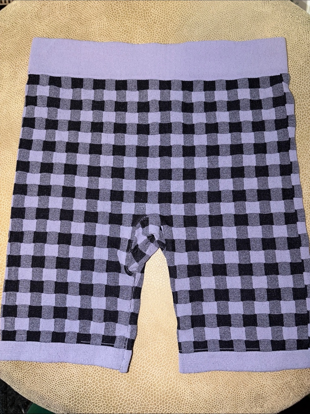 FREE PEOPLE Intimately Seamless Rib Bike Shorts XS/S Purple Grid Plaid